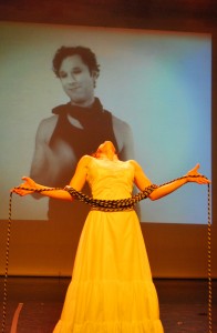 Adam Bradley as Mr. Canadian Pacific and Ginette Mohr as Belle in The Belle of Winnipeg